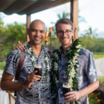 Two male friends having a beer