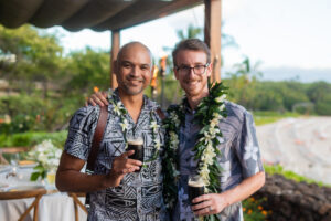 Two male friends having a beer