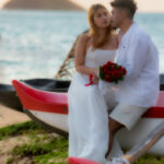 Couple eloping on the beach. 