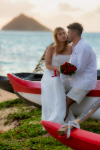 Couple eloping on the beach.